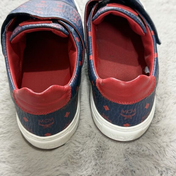 MCM Mens Blue Monogram Visetos Coated Canvas Low-top Sneaker SZ 45 /11